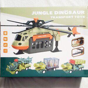 Large, Jungle Dinosaur Transport Toy "1:16 HELECOPTER" w/ Animal Sounds & Lights